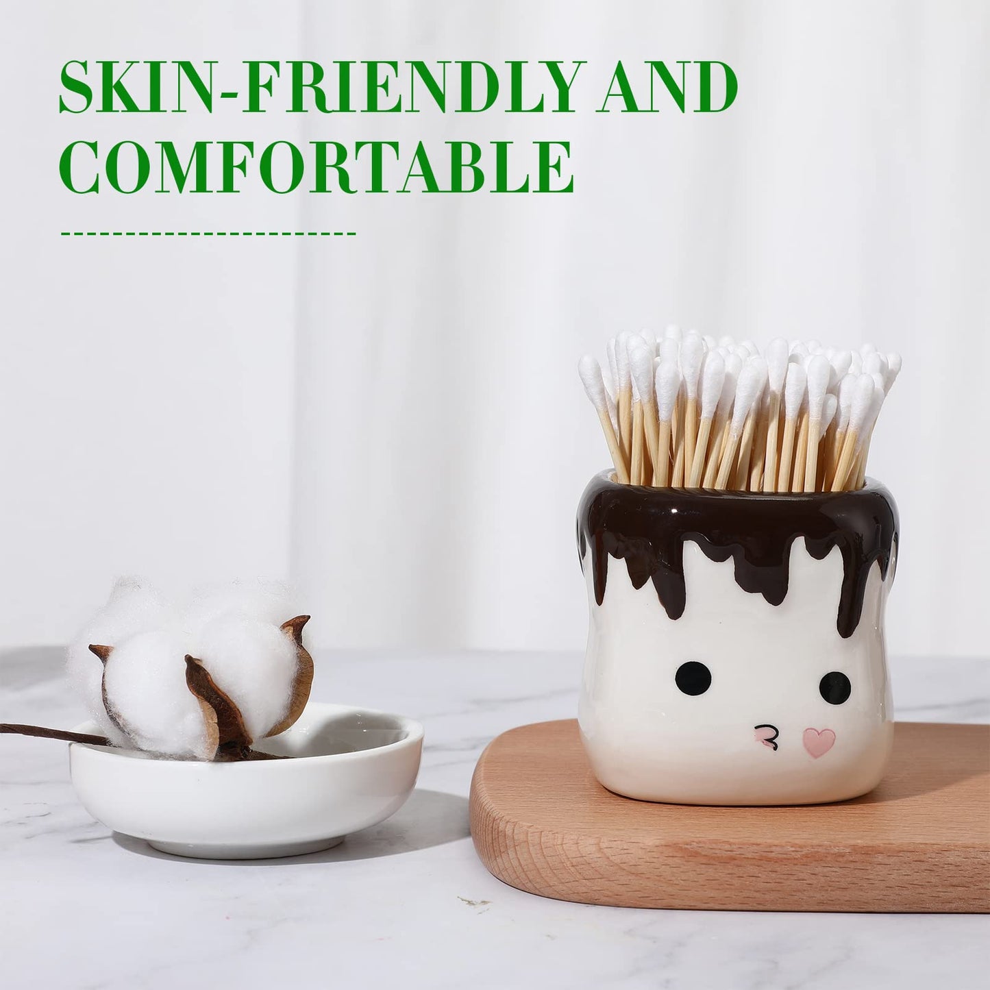 10000 Pcs Double Round Cotton Swabs with Wooden Sticks Bulk Cotton Buds Travel Size Ear Swabs for Ears Makeup Daily Cleaning Pet