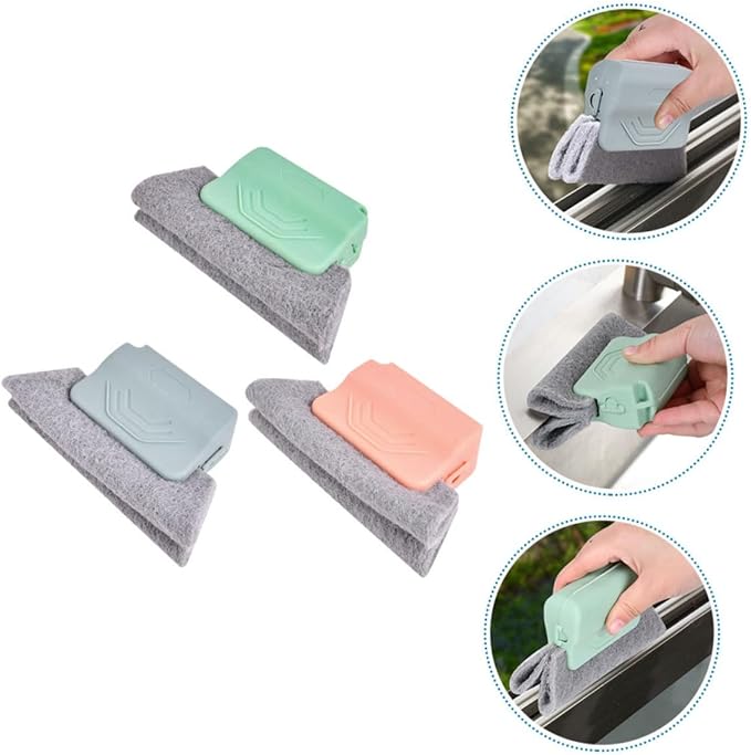 Angoily 3pcs Window Groove Cleaning Brush Set with Flexible Soft Bristles for Precision Cleaning of Narrow Gaps Crevices and Sliding Door Tracks Multipurpose Household Scrubber Tool for