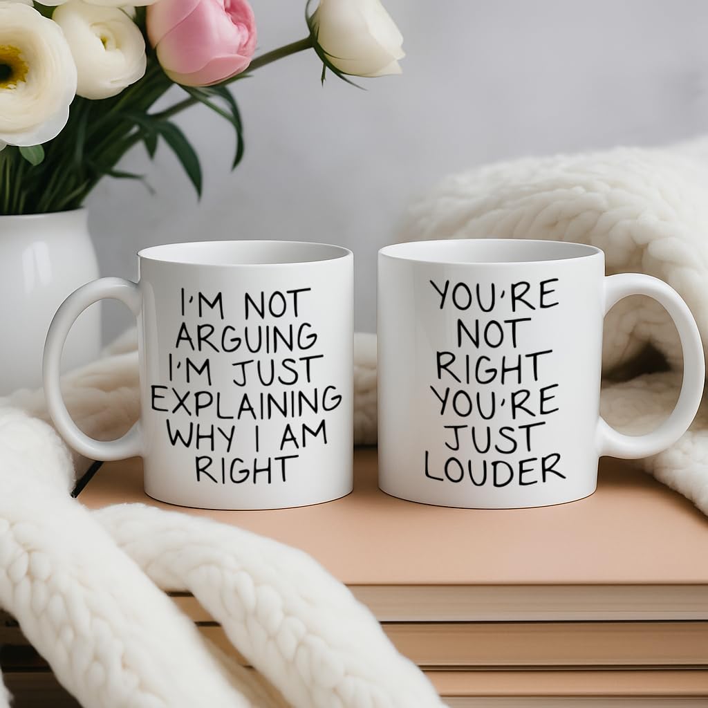 powond Couple Coffee Mugs Set of 2, 11oz Ceramic Cups with Funny Quote Design, Dishwasher & Microwave Safe, Ideal Gift for Anniversary, Wedding, Valentineโs Day, Husband and Wife, Him and Her