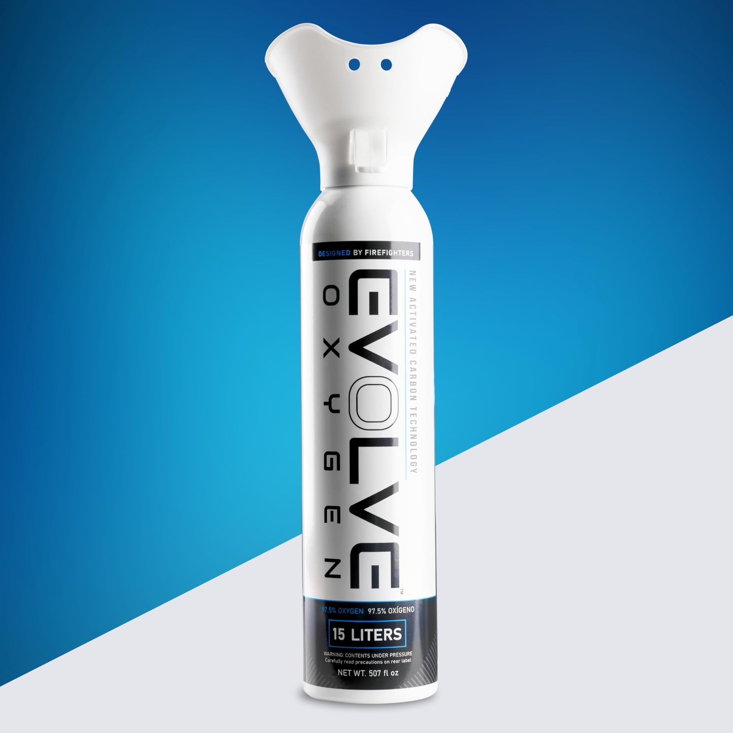 EVOLVE 15-Liter Pure Oxygen Canister with Breathing Cup | Portable Oxygen Can | Ideal for Home Use and Outdoor Activities | Designed by Firefighters | Made in The USA | Pack of 1