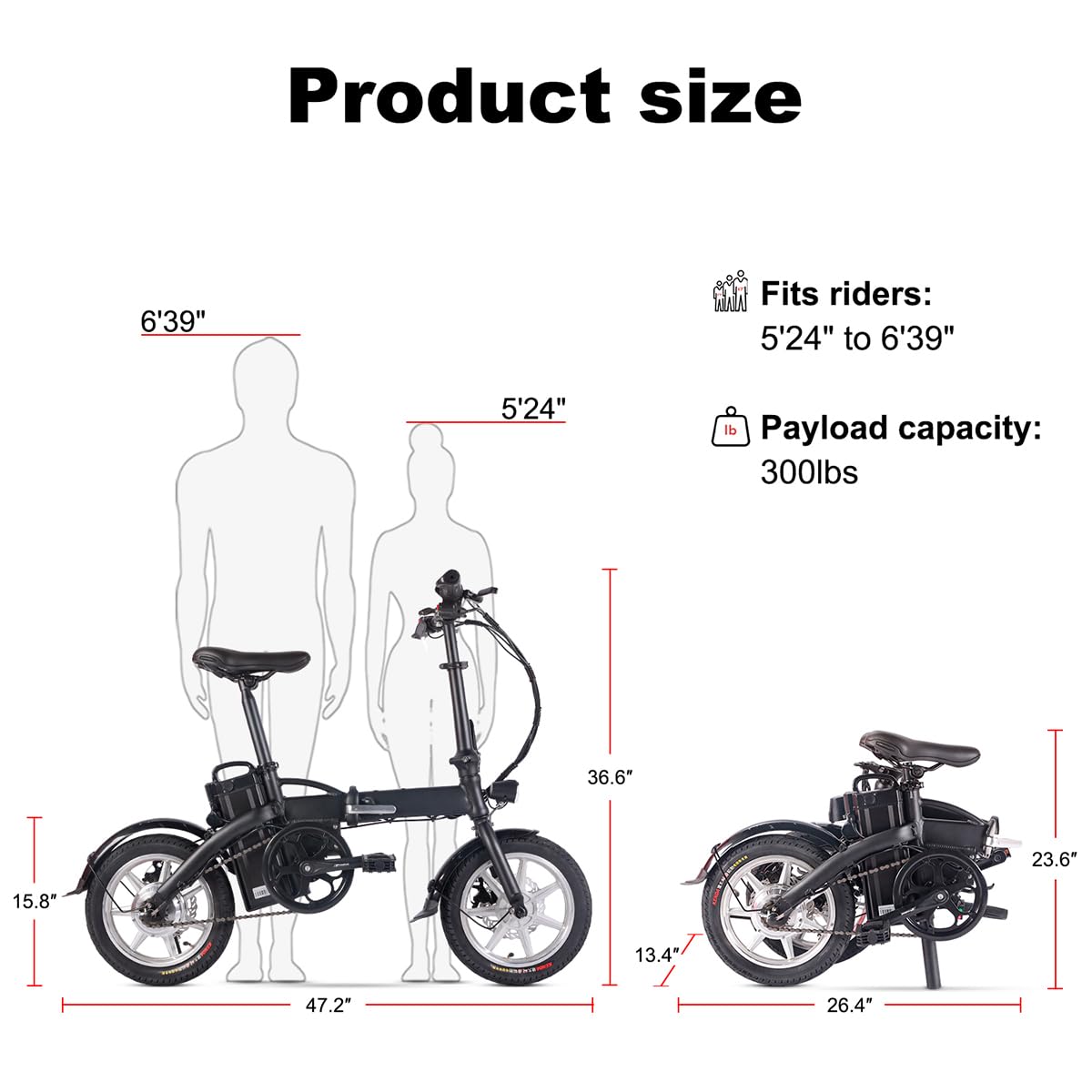 CEMOTO Electric Bike for Adults 350W Motor Folding Ebike 14" Adults Electric Bicycles 48V 10Ah Removable Battery UL2849 and GCC Certified up to 45 Miles