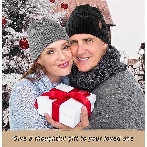 Wmcaps Warm Beanie for Men Women, Fleece Lined Beanie Warm Winter Caps Unisex Fashion Knit Cuffed Cap