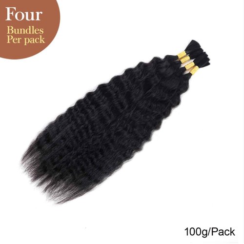 Wet and Wavy Human Braiding Hair Super Wave Bulk Hair For Braiding No Weft 100g (1Pack-4PCS) Super French Human Braiding Hair For Boho Braids (Super Wave(#1b), 24 Inch)