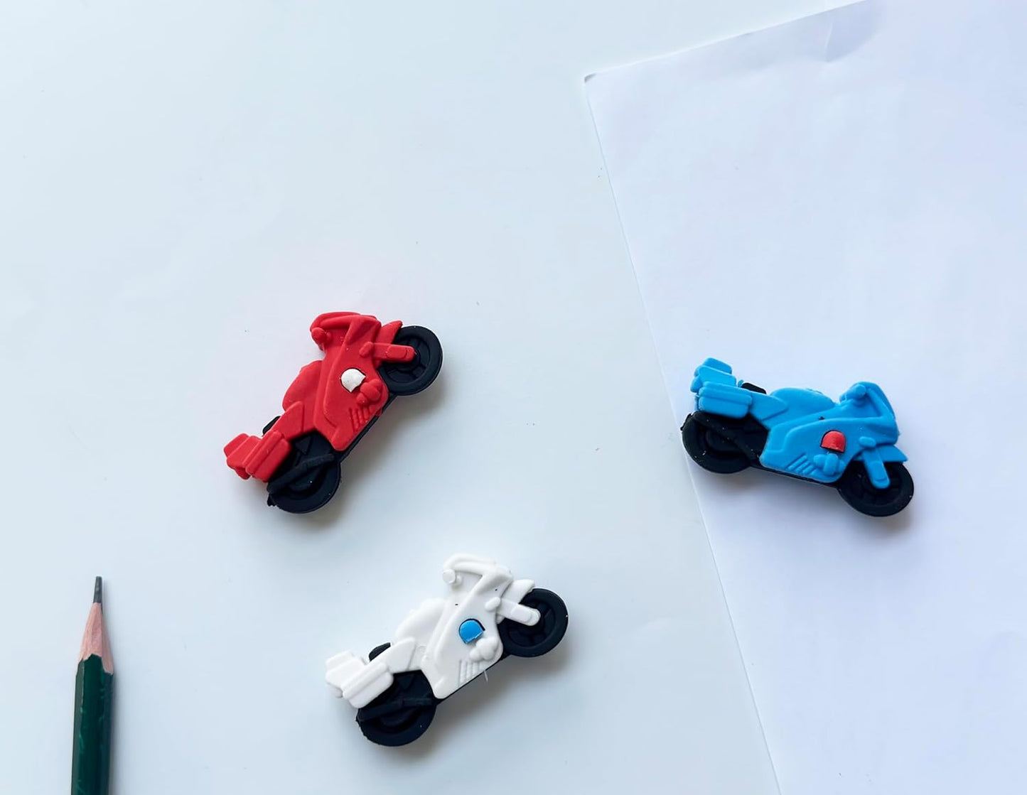 36 Pcs Pencil Eraser Set, 3D Cute Erasers for Kids, Children's Gifts, Party Favor, Classroom School Rewards (Motorcycle)