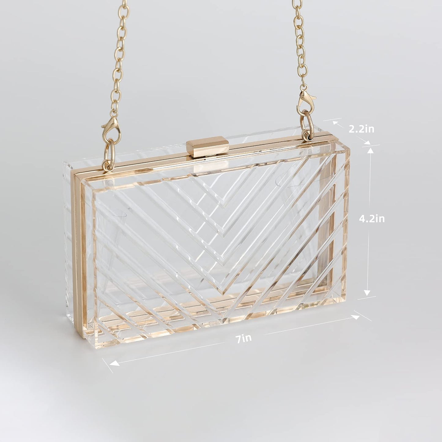 WJCD Clear Purses For Women Acrylic Clear Clutch Bag Stadium Approved (transparent)