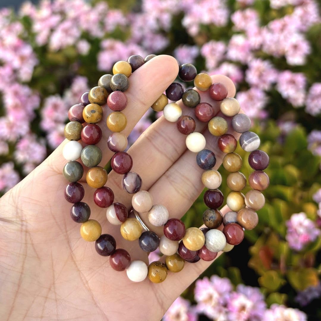 Adabele Real Natural Mookaite Jasper Gemstone Beaded Bracelet 8.5 inch Stretch Chakra Healing Crystal Stone Jewelry Women Birthd