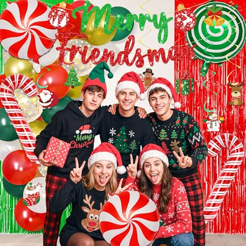 Kriyokiaa Friendsmas Christmas Party Decorations Merry Friends Christmas Party Decorations with Merry Friendsmas Banner, F...