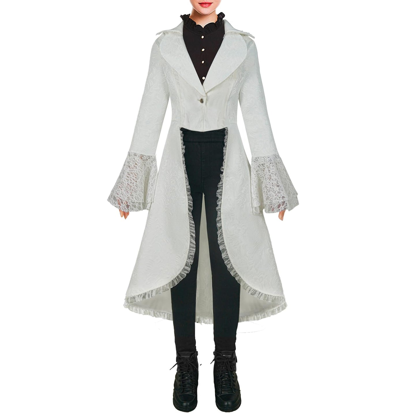 YXYSZZ Women's Pirate Steampunk Jacket Coat Vintage Renaissance Gothic Victorian Tailcoat(L,Z3326WH)