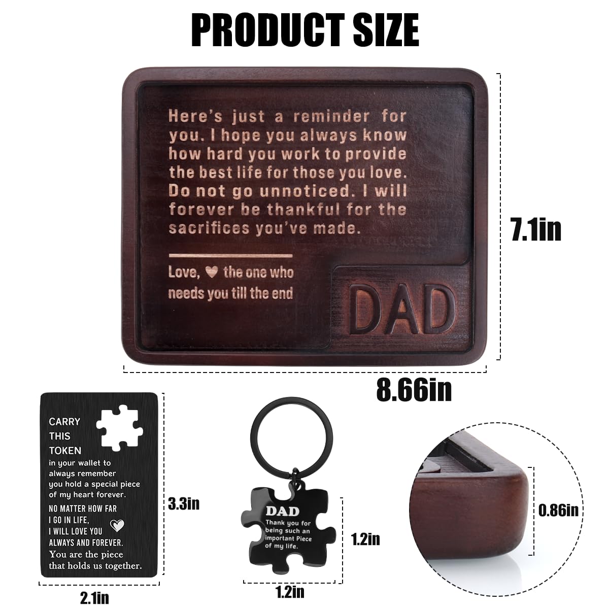Dad Gifts for from Wife Daughter Son, Unique for Christmas Birthday, New Step Bonus Dad Wood Tray for Father, Gift for Dads Who Wants Nothing