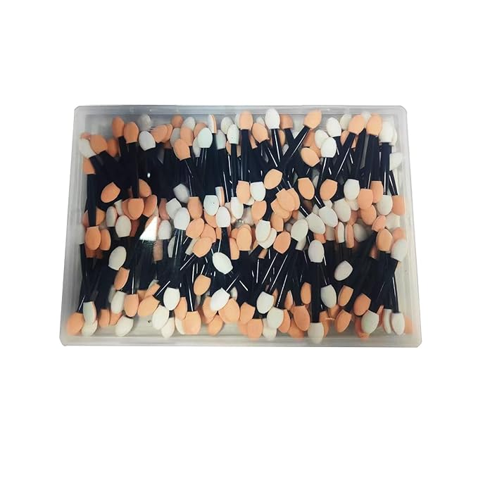 MORGLES 150Pcs Sponge Eyeshadow Applicators, Double Sided Eyeshadow Brush with Box, Black Makeup Applicators