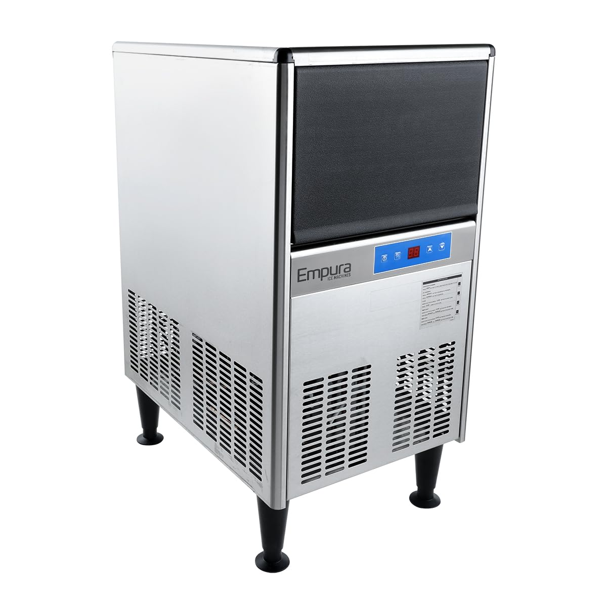 Empura 17" Wide Air Cooled Undercounter Ice Maker | Commercial Ice Machine for Restaurant Bar Cafe Pub | Full Cube, 120 lbs/24hr, 48lbs Bin Capacity, 17"W x 24"D x 35.56"H, Stainless Steel, 115v, NSF