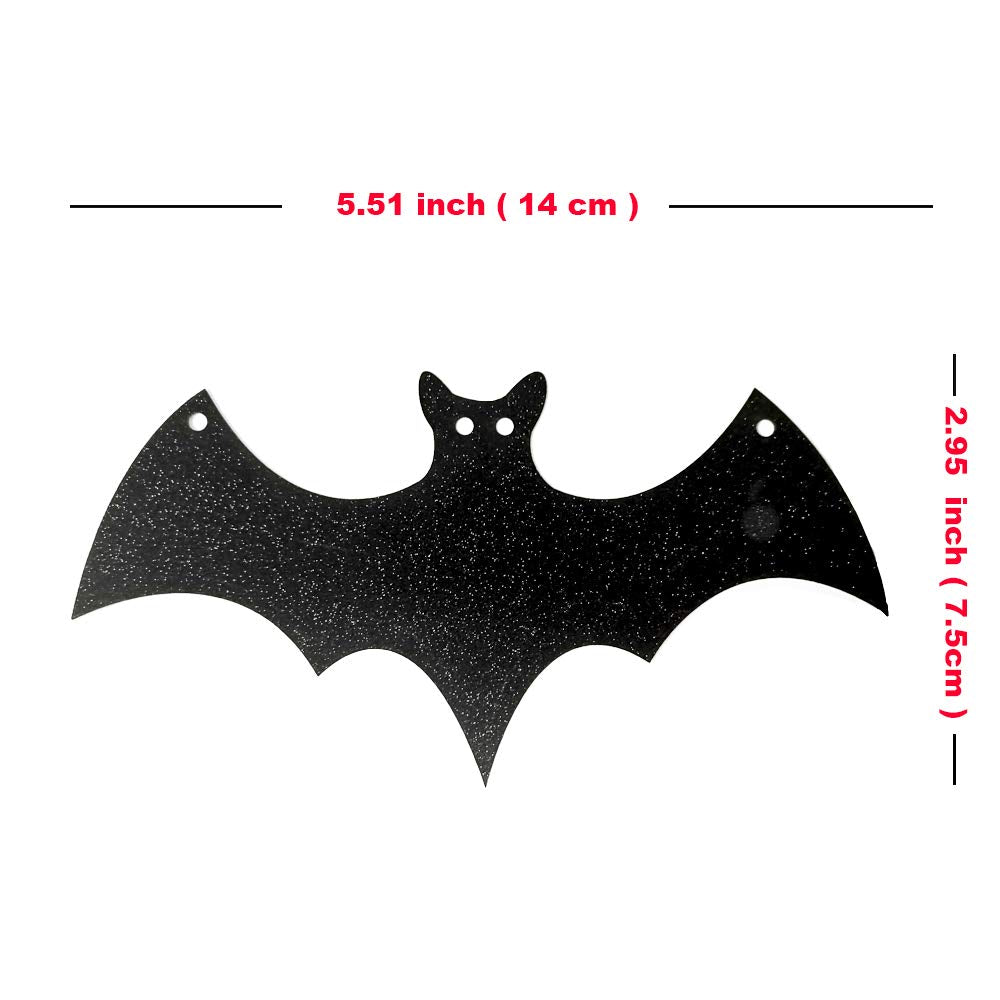 Black Glittery Bat Garland Halloween Garland Decoration for Haunted Home, Pack of 3 by Baryuefull