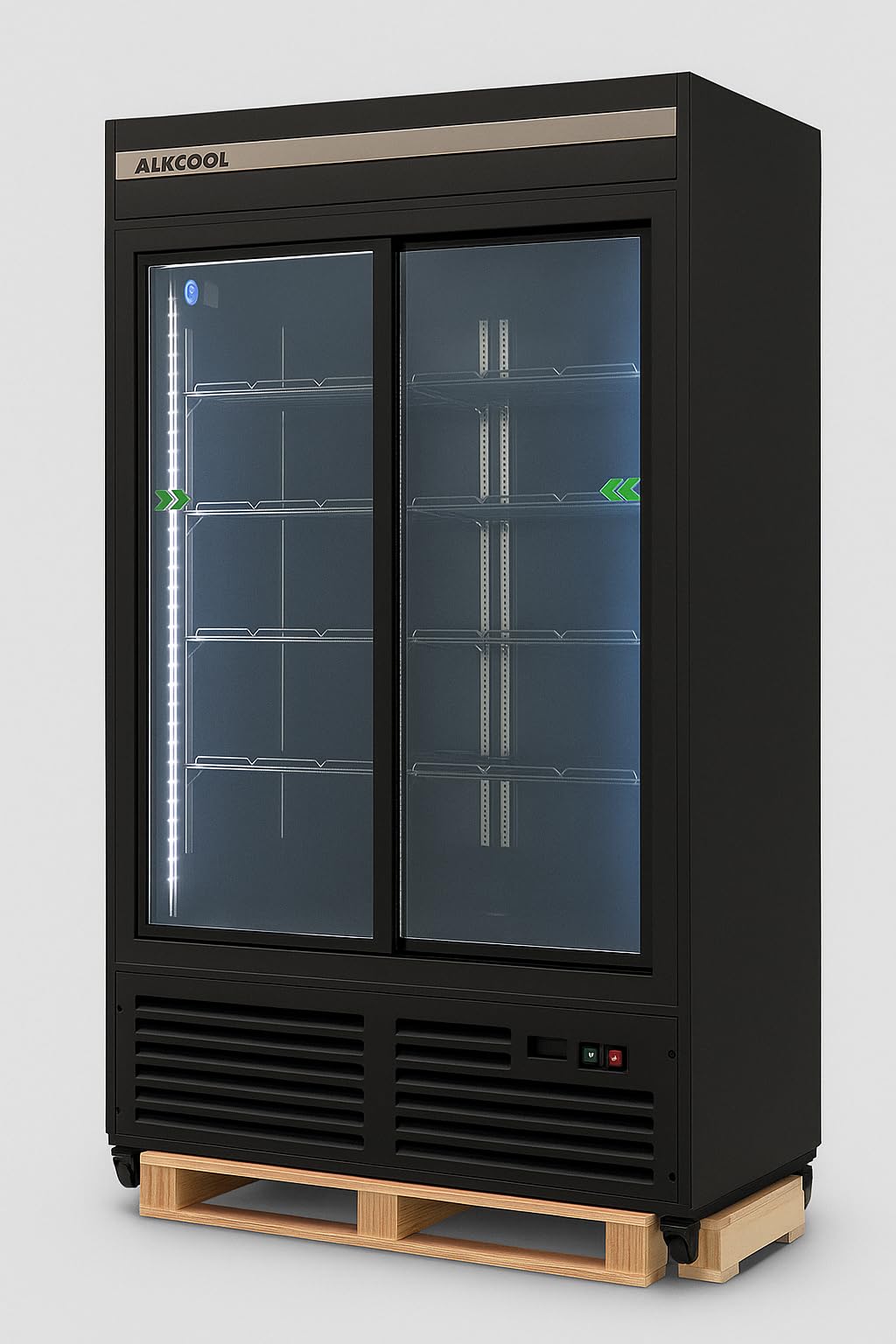 NAFCOOL Commercial Beverage Refrigerator Display Fridge,Two SLIDING Glass Door Drink Cooler with LED Light Adjustable Shelves,ETL Sanitation,43 Cu Ft,47" Wide,Wheels Included