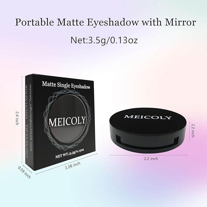 MEICOLY White Single Eyeshadow with Mirror,Matte Eye Shadow for Halloween Makeup,Pressed Powder Eyeshadow,Matte Shade Eyelid Color Eye Makeup for Women Girls,High Pigment,Long Wear,Waterproof,Natural