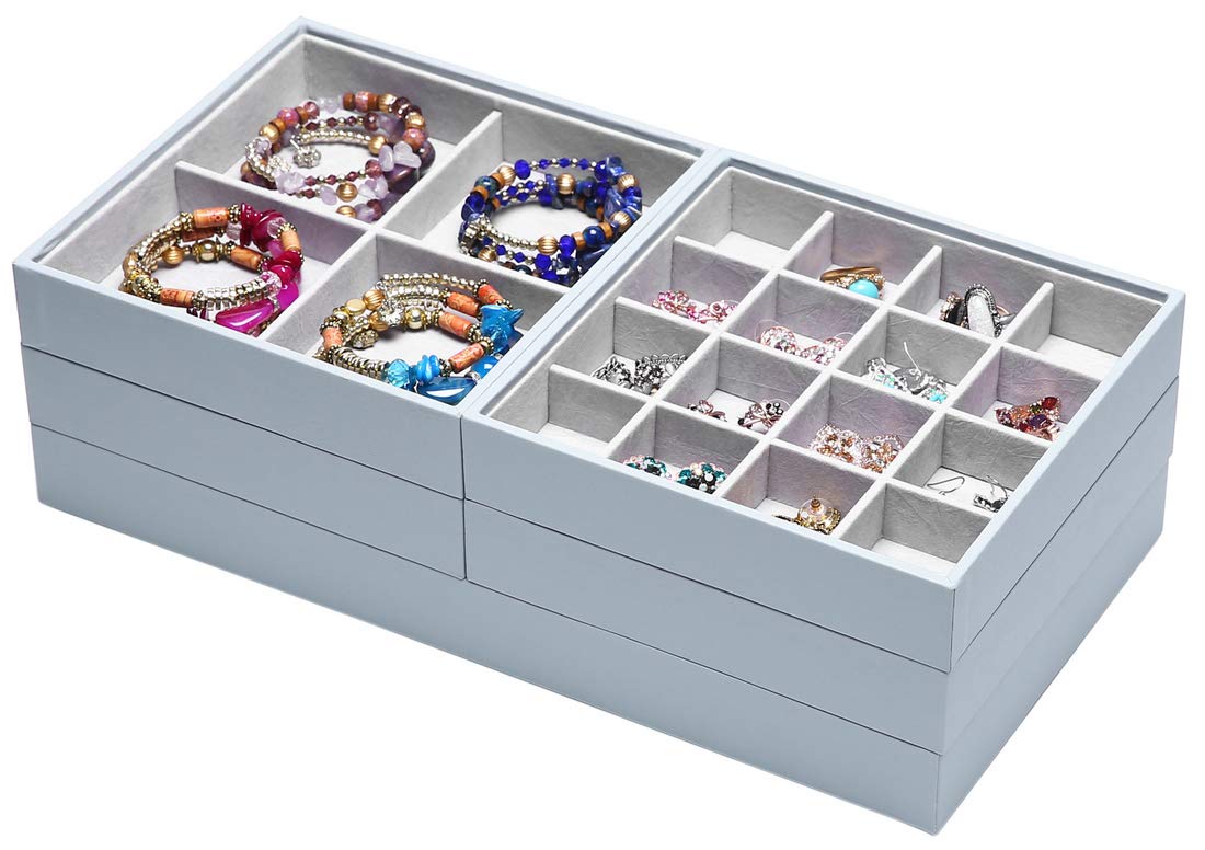 ORIGIA Magic Stackable Jewelry Trays Closet Dresser Drawer Organizer for Accessories, Gadgets & Cosmetics, Storage Display Showc