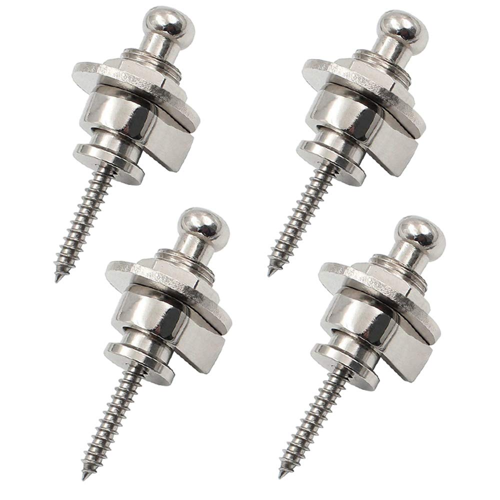 Wolfride 4PCS Guitar Strap Lock Buttons Silver Quick Release Guitar Strap Buttons