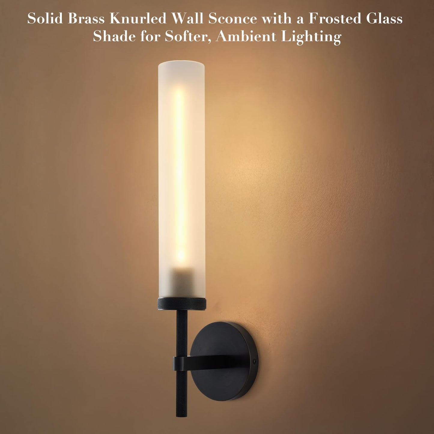 SYBDZSWJ Modern Hardwired Frosted Glass Bathroom Black Wall Sconces 2PC, Handmade Knurled Wall Light Fixture,Vanity Light for Living Room,Hallway, Bedroom, 20" Indoor Wall Lamp, Bulb Included