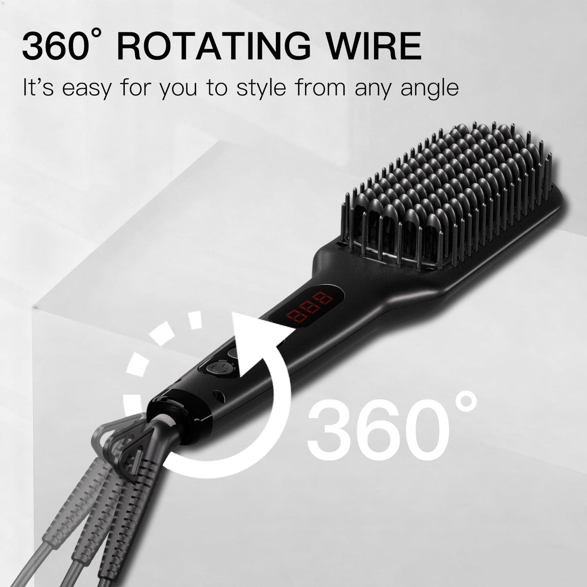 MEGAWISE Pro Ceramic Ionic Hair Straightener Brush for Home Salon, Straightening Hair Brush with 20s Heating Tech, Auto-Off, Ant