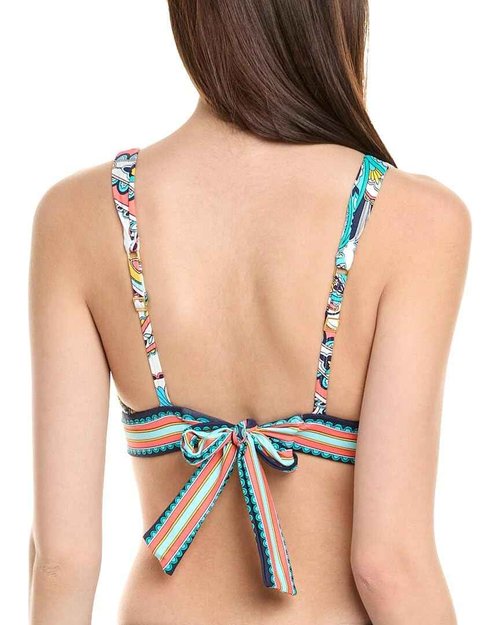 La Blanca Women's Over The Shoulder Triangle Swimsuit Top, Multi//Pave The Way, 6