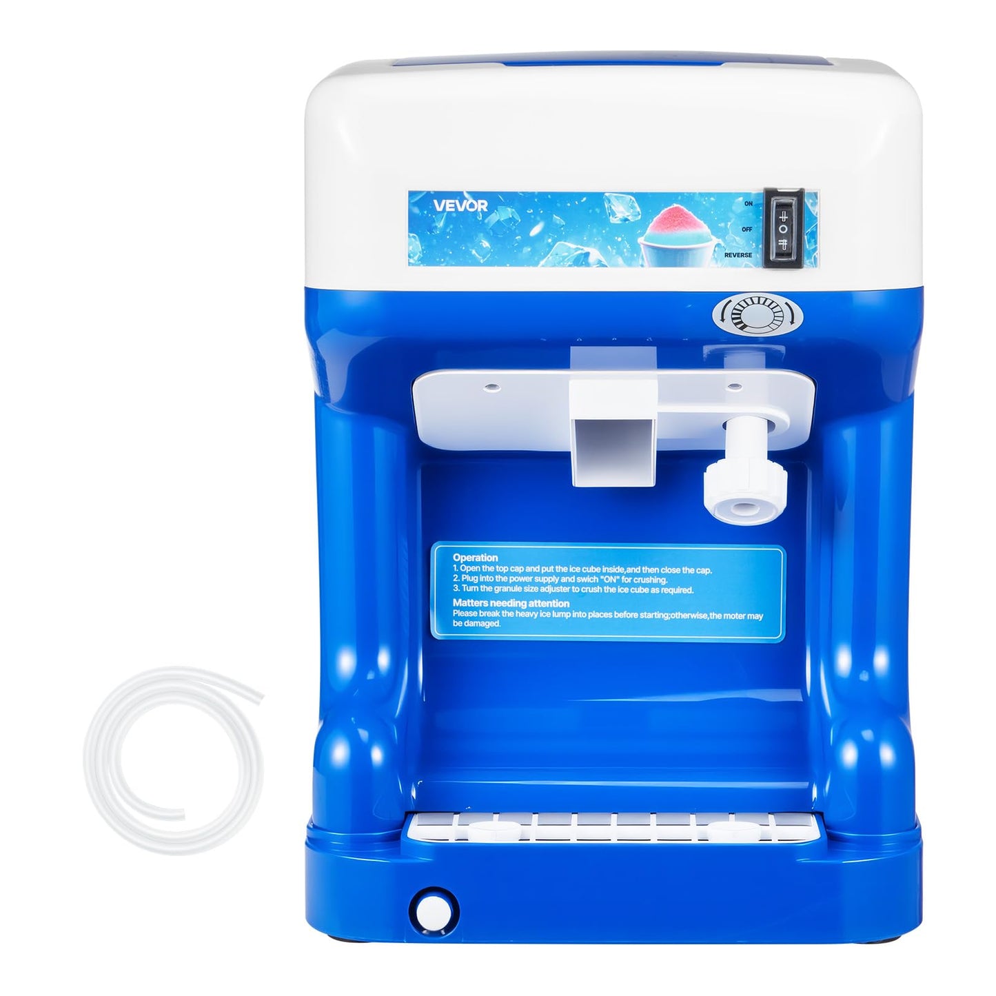 VEVOR Commercial Ice Shaver Crusher,286lbs Per Hour Electric Snow Cone Maker with 2L Ice Cube Box, 250W 1500RPM Tabletop Shaved Ice Machine for Parties Events Snack Bar, Home and Commercial Use (Blue)