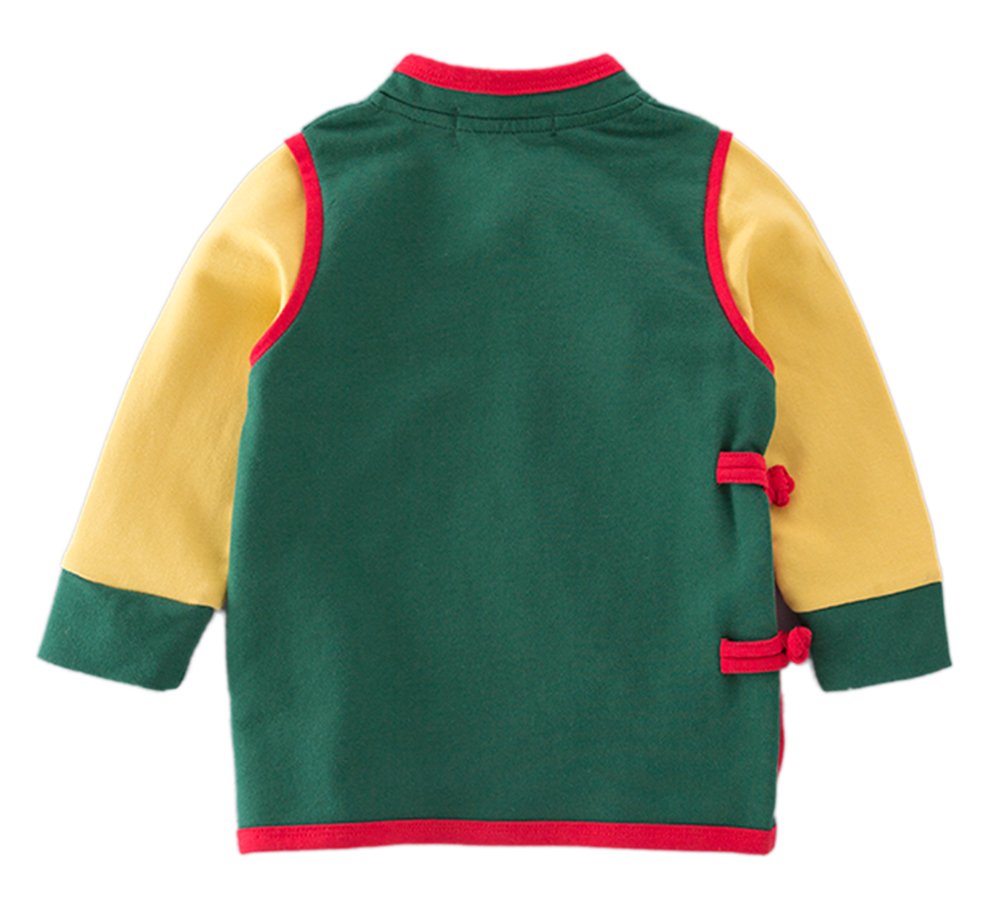 stylesilove Young Kids Baby Boys Traditional Asian Inspired Long Sleeved Top Sweatshirt, 3 Designs (18 Months, Dumpling Green)
