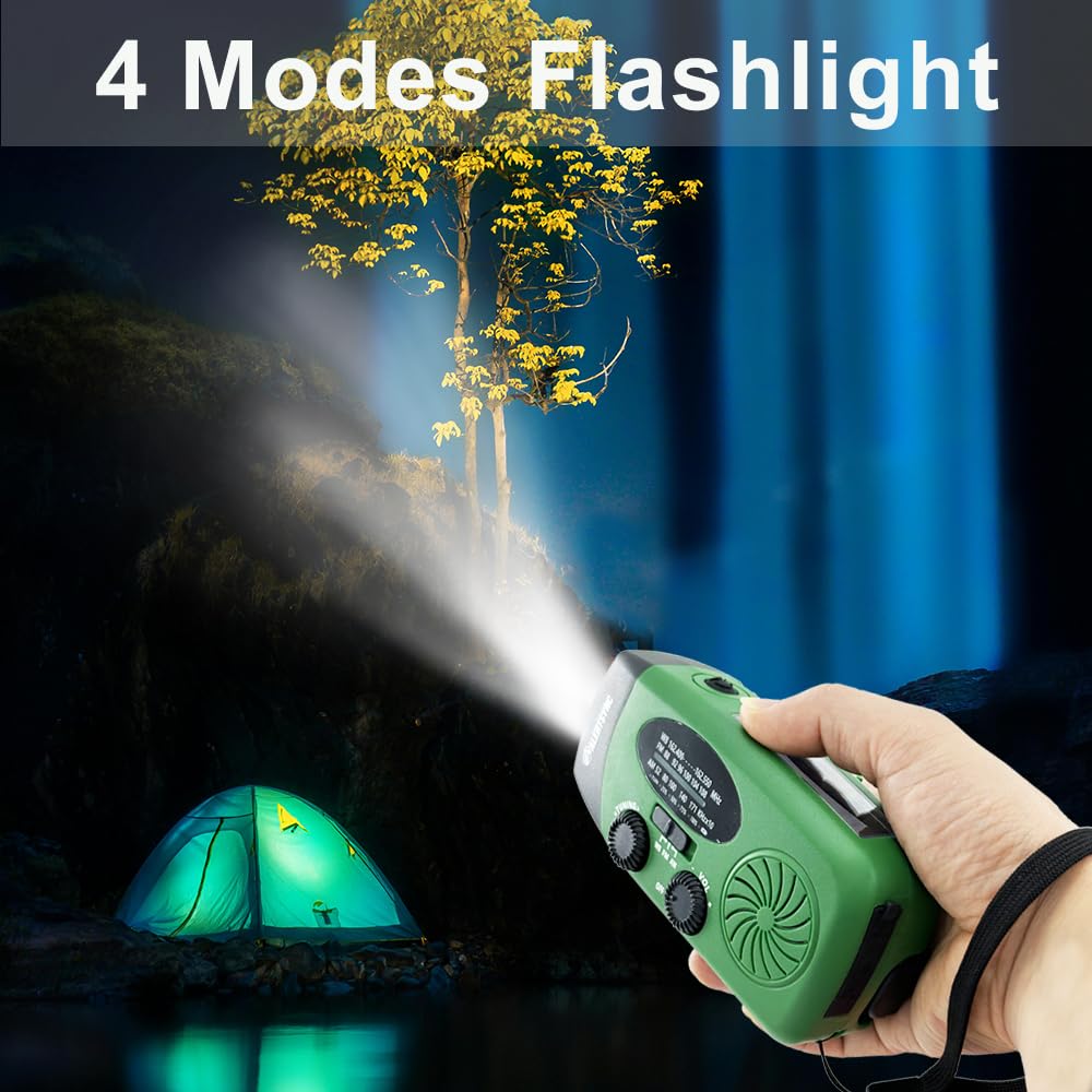5000Mah Alertsync Noaa Weather Emergency Radio With Solar Charging, Am Fm Hand Crank Windup Radio Sos Alarm Led Flashlight With