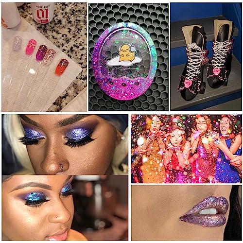 12 Colors Chunky Face Glitter No Glue Cosmetic Body Nail Eye Hair Art Resin Tumbler Glitter Holographic Glitte Glitter Mak...