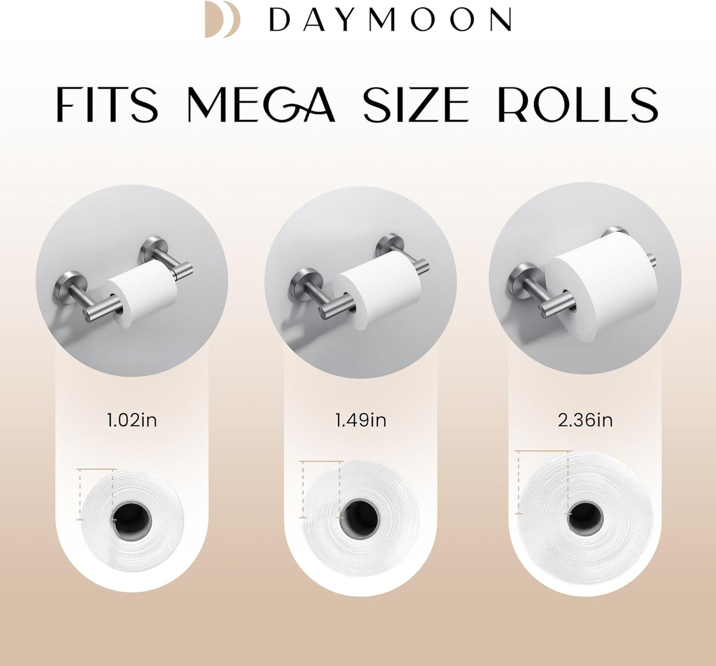 Day Moon™ (2 Pack) Brushed Nickel Toilet Paper Holder - Toilet Paper Holder Wall Mount