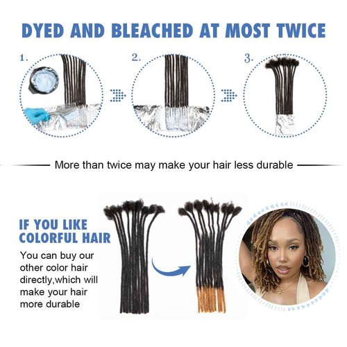 QUISDUIS 12 inch Loc Extensions Human Hair, 50 Strands Permanent Dreadlock Extensions Human Hair 0.4cm Width 100% Full Handmade Dreads Can Be Dyed and Bleached(black)