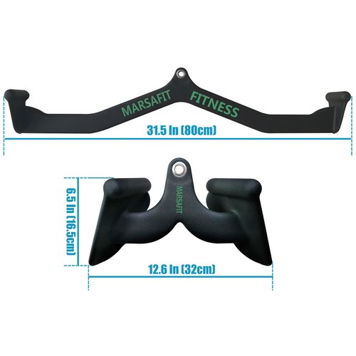 MARSAFIT LAT Pull Down Bar Press Down Exercises Home Gym Fitness Rowing T-bar V-bar Pulley Cable Machine Attachments, Bicep Curl Tricep LAT pulldown Bar Back Strength Training Handle Grips (Model 1)