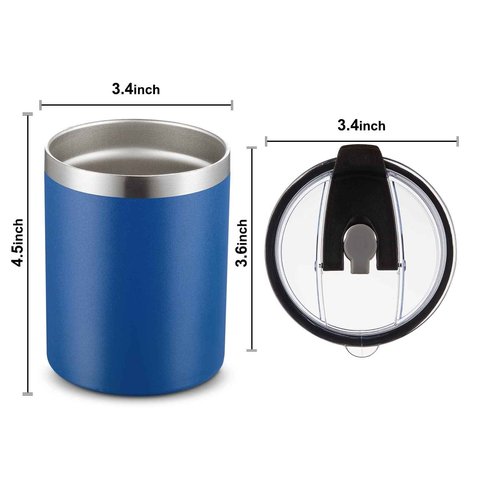 MEWAY 12 oz Lowball, Tumbler Stainless Steel Double Wall Vacuum Insulated Mug with Straw and Lid, Cleaning Brush ,Durable Powder Coated Insulated Coffee Cup for Cold & Hot Drinks (Navy, 12 pack)
