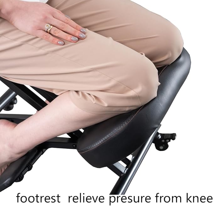 Kneeling Chair with Back Support Ergonomic for Office,Adjustable Stool with Angled Seat for Better Posture,Thick Comfortable Cushions,Black
