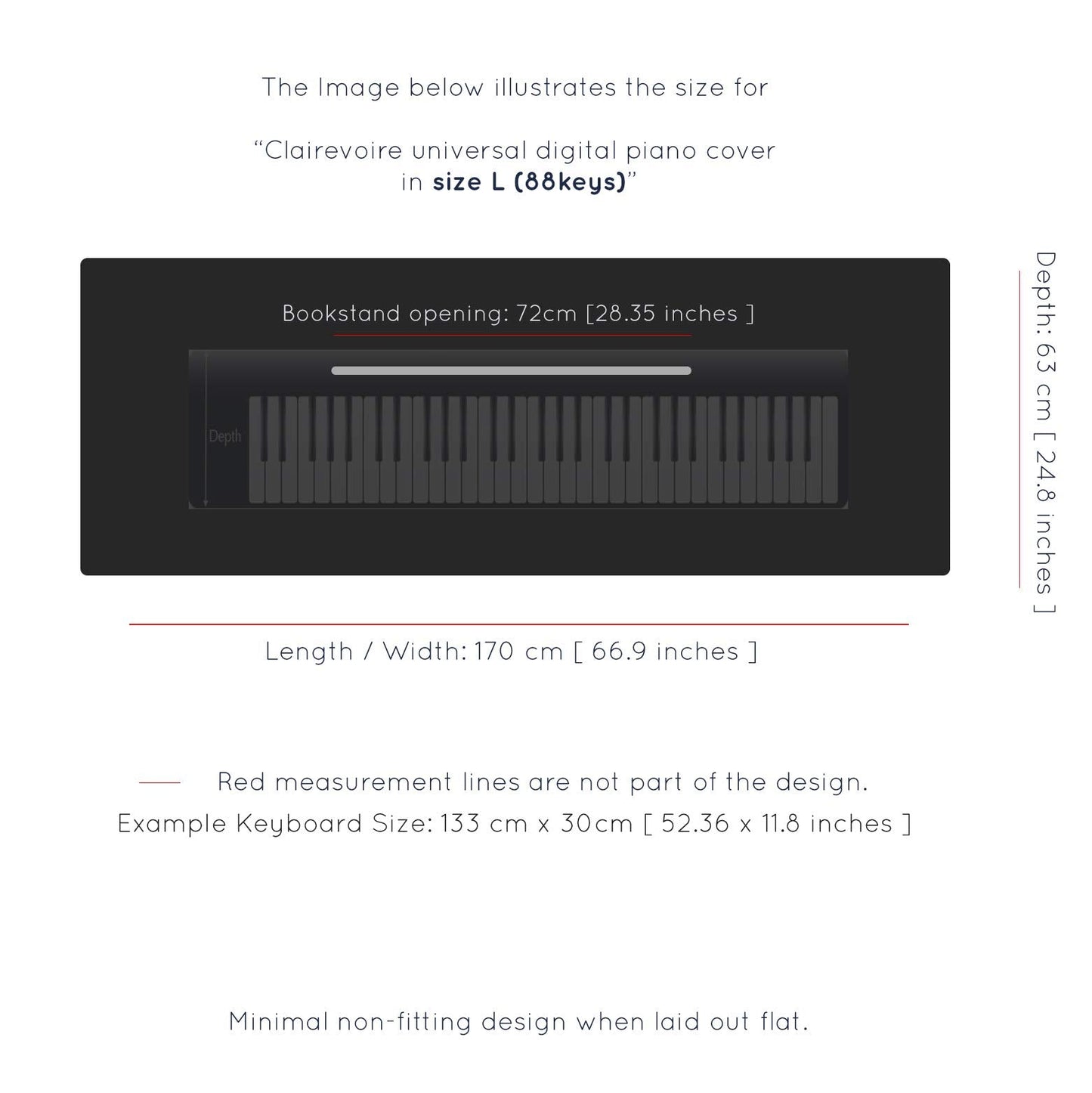 Clairevoire Piano Keyboard Dust Cover For 61 Keys To 88 Keys, Electric Pianos Cover, Digital Pianos Cloth Protection, Lightweigh