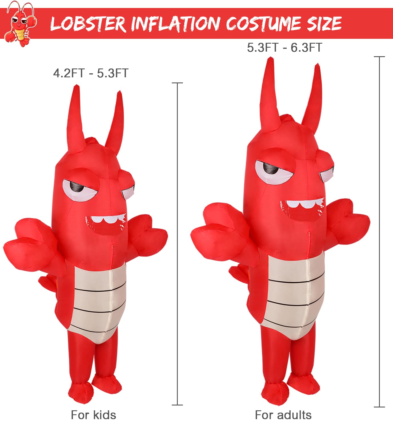 M MH ZONE Inflatable Lobster Costume for Adult Funny Halloween Costumes Cosplay Fantasy Blow up Costume