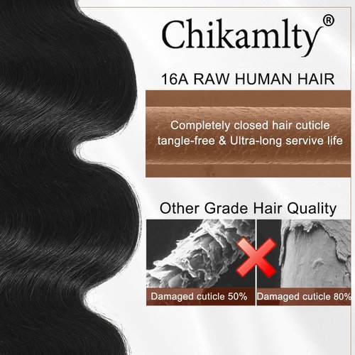 Raw Bundles Human Hair Body Wave Bundles, 18 Inch 16A Raw Hair Bundles Burmese Hair Bundles, 3 Years Service Life, Keep Texture Silky Soft Tangle-Free after Multiple Washes