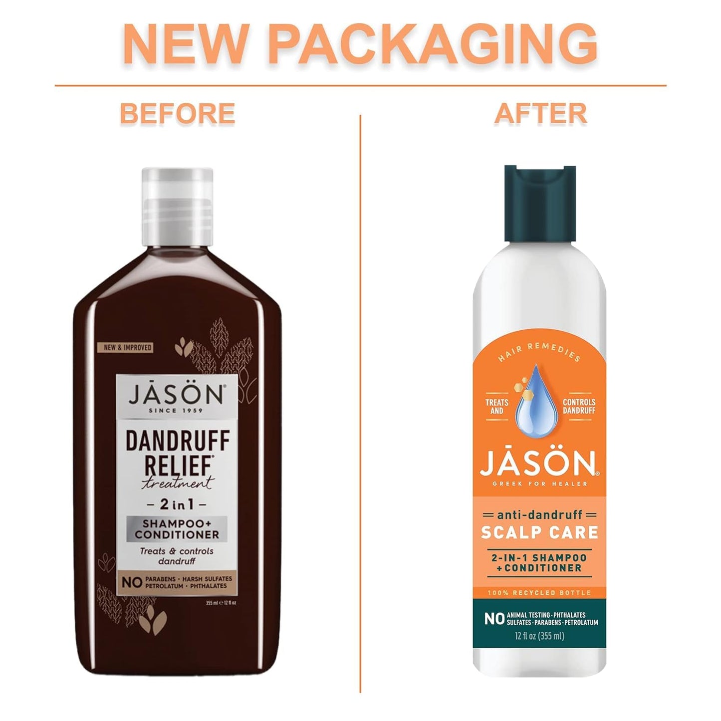 JASON Dandruff Relief Treatment 2-in-1 Shampoo & Conditioner, 12 Fl Oz (Pack of 2)