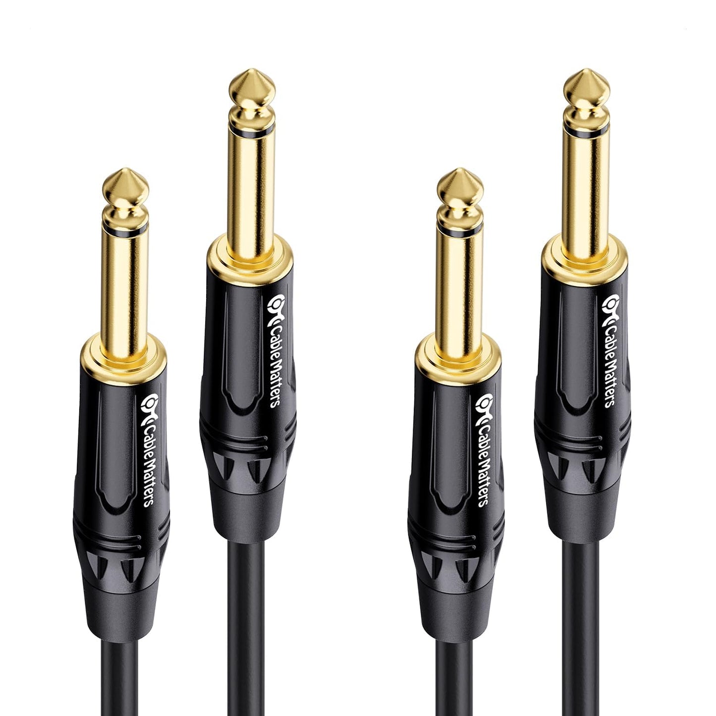 Cable Matters 2-Pack Braided 1/4 Inch TS to TS Electric Guitar Cable - 3ft, Guitar Cord/GuitarAmp Cord/Instrument Cable for Elec