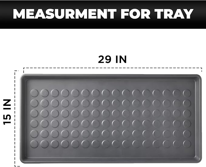 Heavy Duty Floor Protection Tray - Weather Resistant Plastic Utility Shoe Mat for Indoor and Outdoor Use in All Seasons, Muddy Tray, Black 29x15x1 INCH