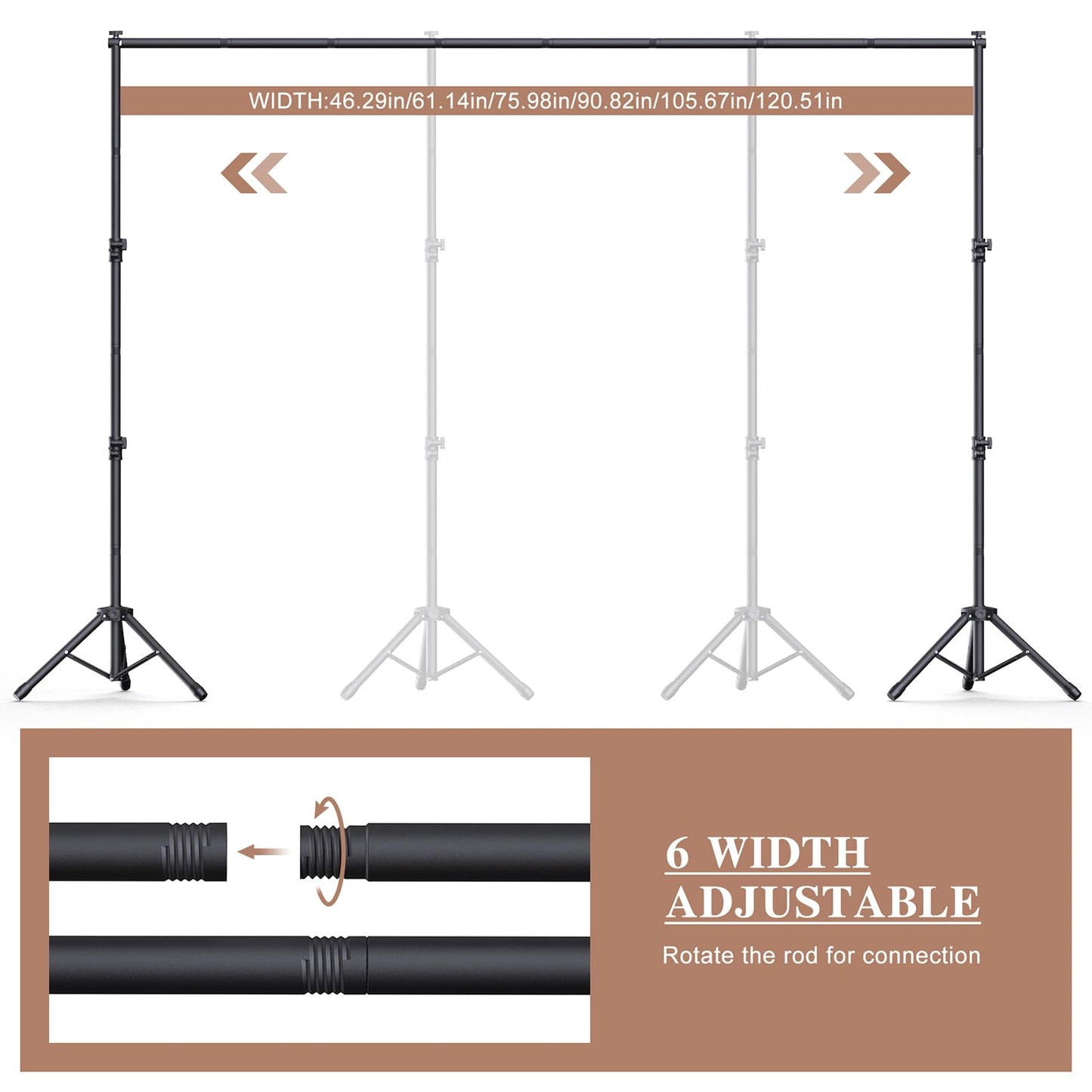Forlogic 10x7.5Ft Backdrop Stand, Heavy Duty Adjustable Photo Back Drop Stand Kit for Parties, Photography, Banner Stand (Includes Six Background Stand Clamps)