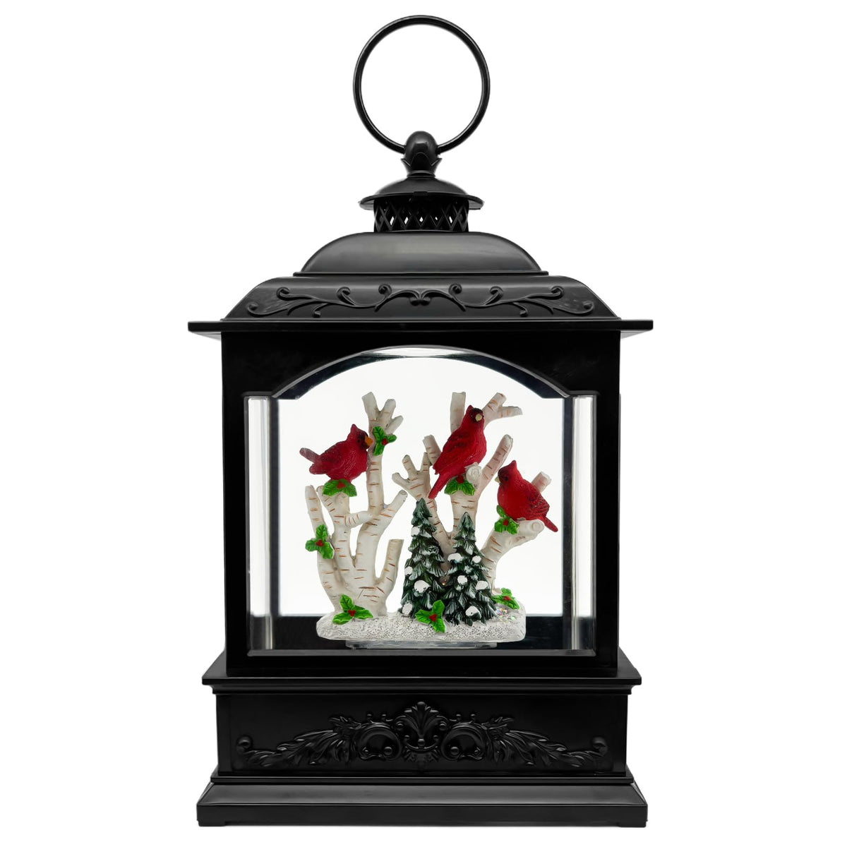 AOMIL Christmas Snow Globes Lantern with Music & Timer - USB/Battery Operated LED Glittering Globe Lantern, Snow Globe Decoration for Home Holiday Decor (Red Robin)