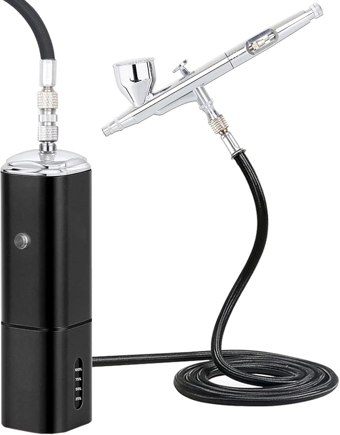 Casubaris cordless Portable Airbrush kit with Compressor,Rechargeable and replaceable auto Stop Dual Action air Brush Pen,Match Different Airbrush Guns for Barbers Model Painting Nail Art Craft Makeup