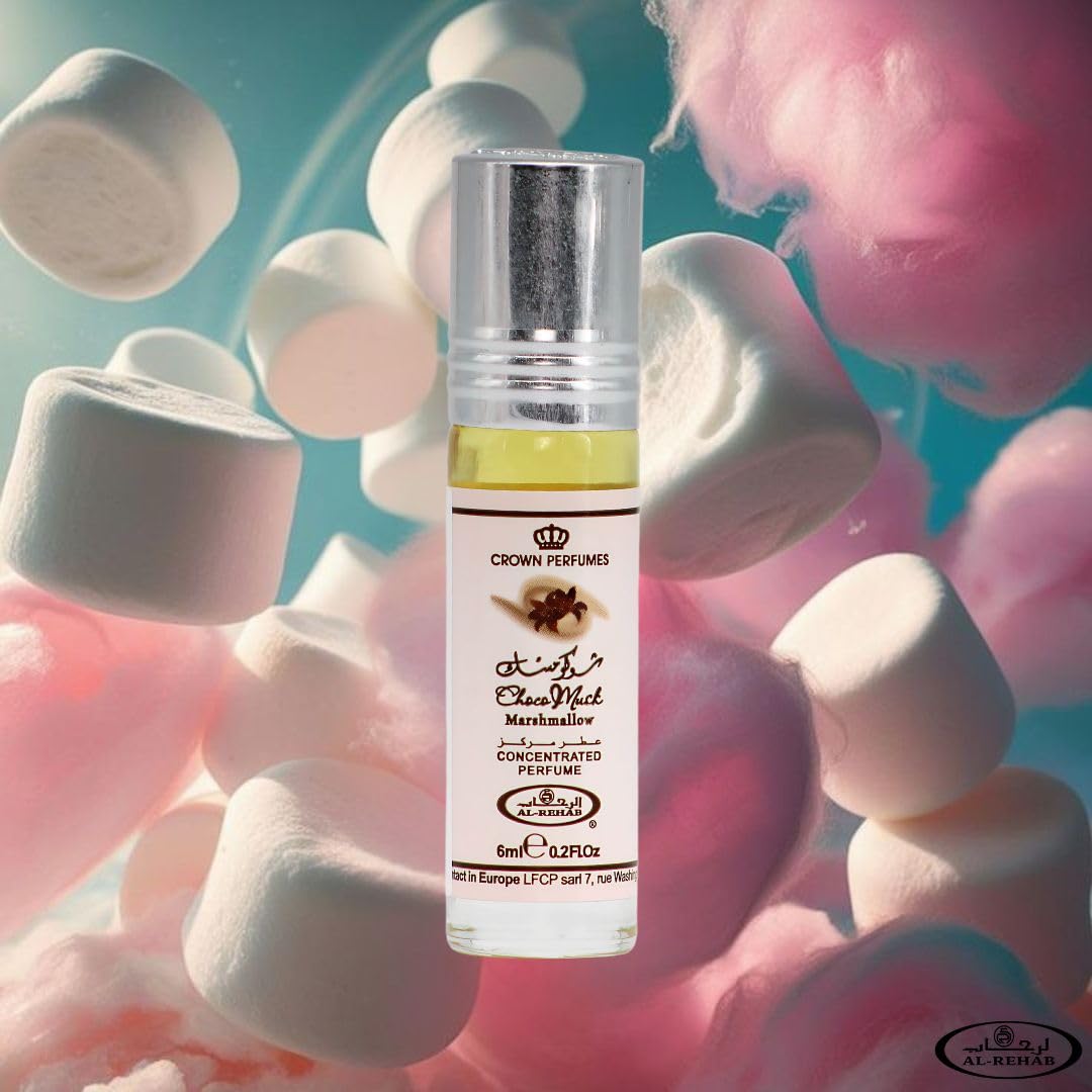Al-Rehab Choco Musk Perfume Oils - Original, Marshmallow & Pistachio 6ml (0.2 oz) | Sweet Gourmand Fragrance | Chocolate, Vanilla, Fruity & Nutty Scents | Long-Lasting Roll-On Fragrance Oils (Bundle)