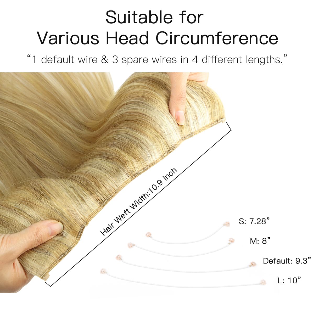 HOTBANANA Wire Hair Extensions, 18 inch 95g Light Blonde Highlighted Golden Blonde Fish Line Real Human Hair Straight Invisible