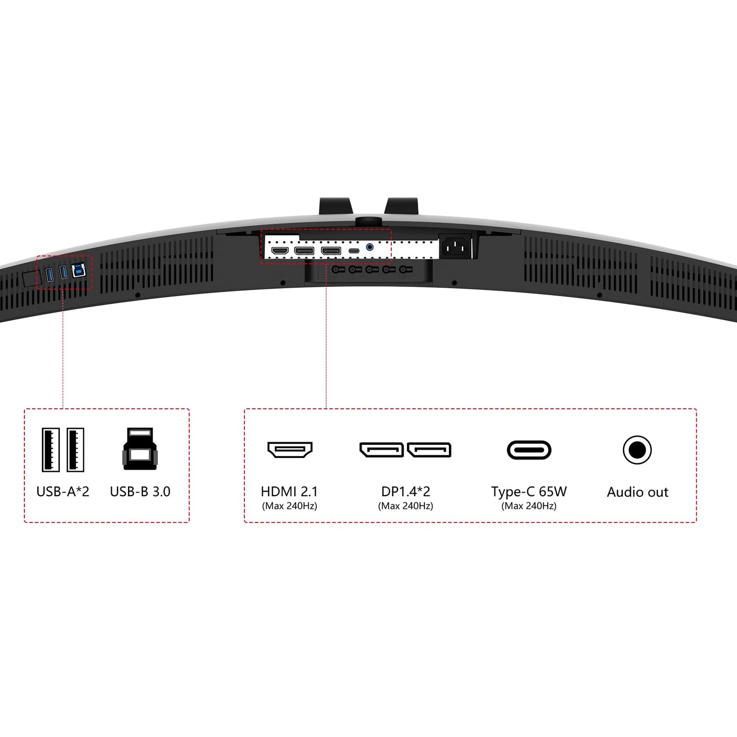 INNOCN 49" 5K2K 5120 x 1440P 240Hz Curved Ultrawide Gaming PC Monitor, R1800, 99% sRGB, HDR400, USB Type C, DisplayPort, HDMI, Built-in Speakers, Height/Tilt Adjustable - 49C1S