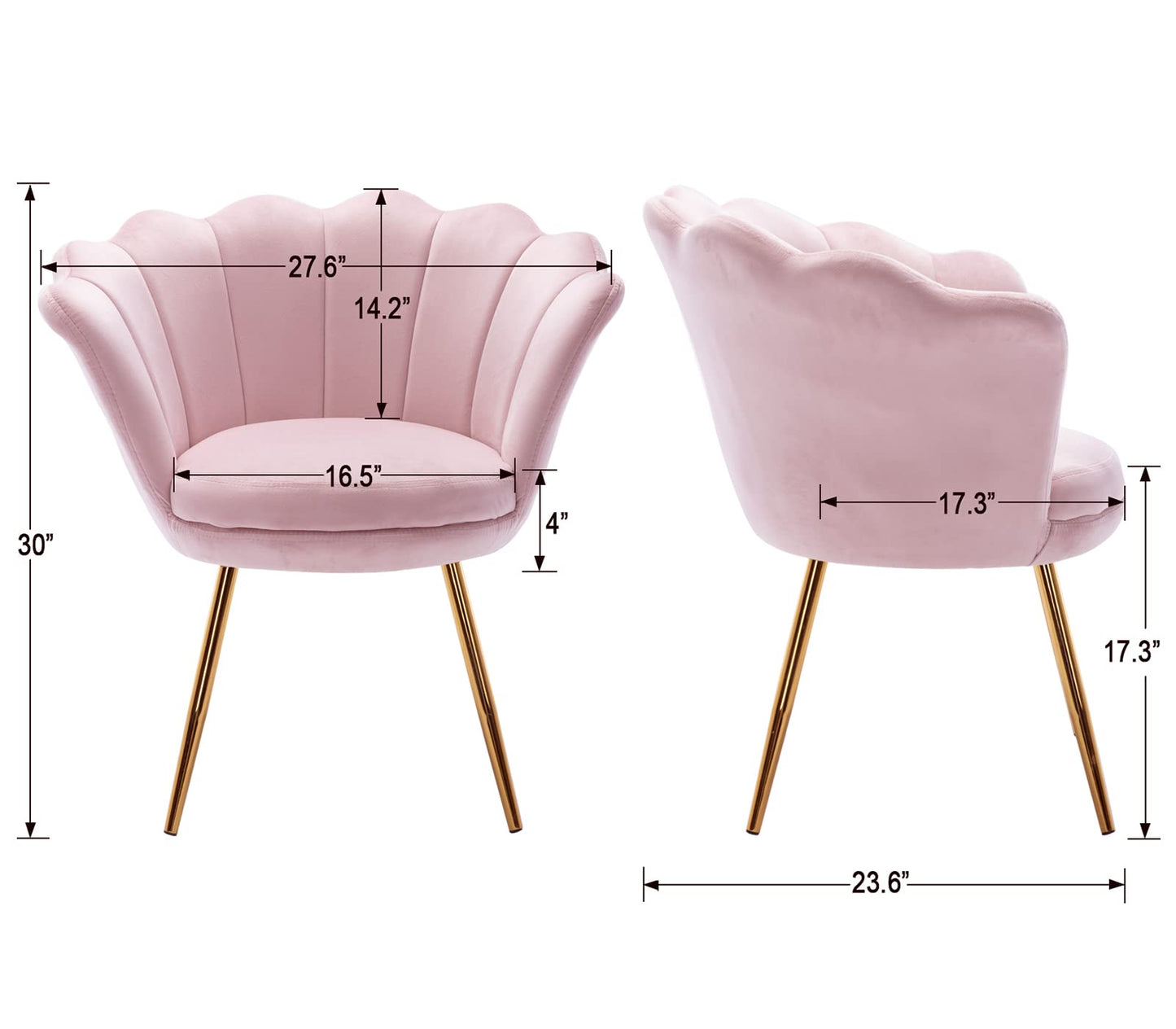 chairus Chair, Mid Century Modern Retro Leisure Velvet Accent Chair with Golden Metal Legs, Vanity Chair for Bedroom Living Room Dresser, Upholstered Guest Chair(Light Pink)
