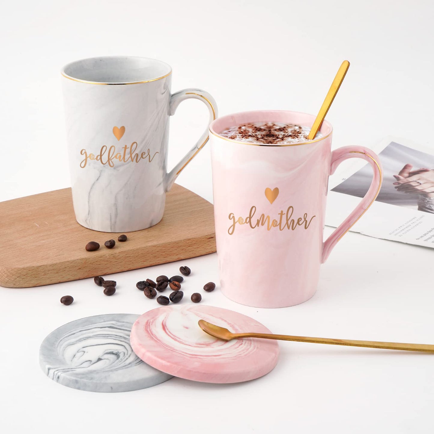 YHRJWN - Godparents Proposal Gift, Godmother Godfather Coffee Mug, God Parents Presents Gifts from Godchild, Godparents Gifts for Birthday Christmas Anniversary Pregnancy Baptism14 Oz with Gift Box