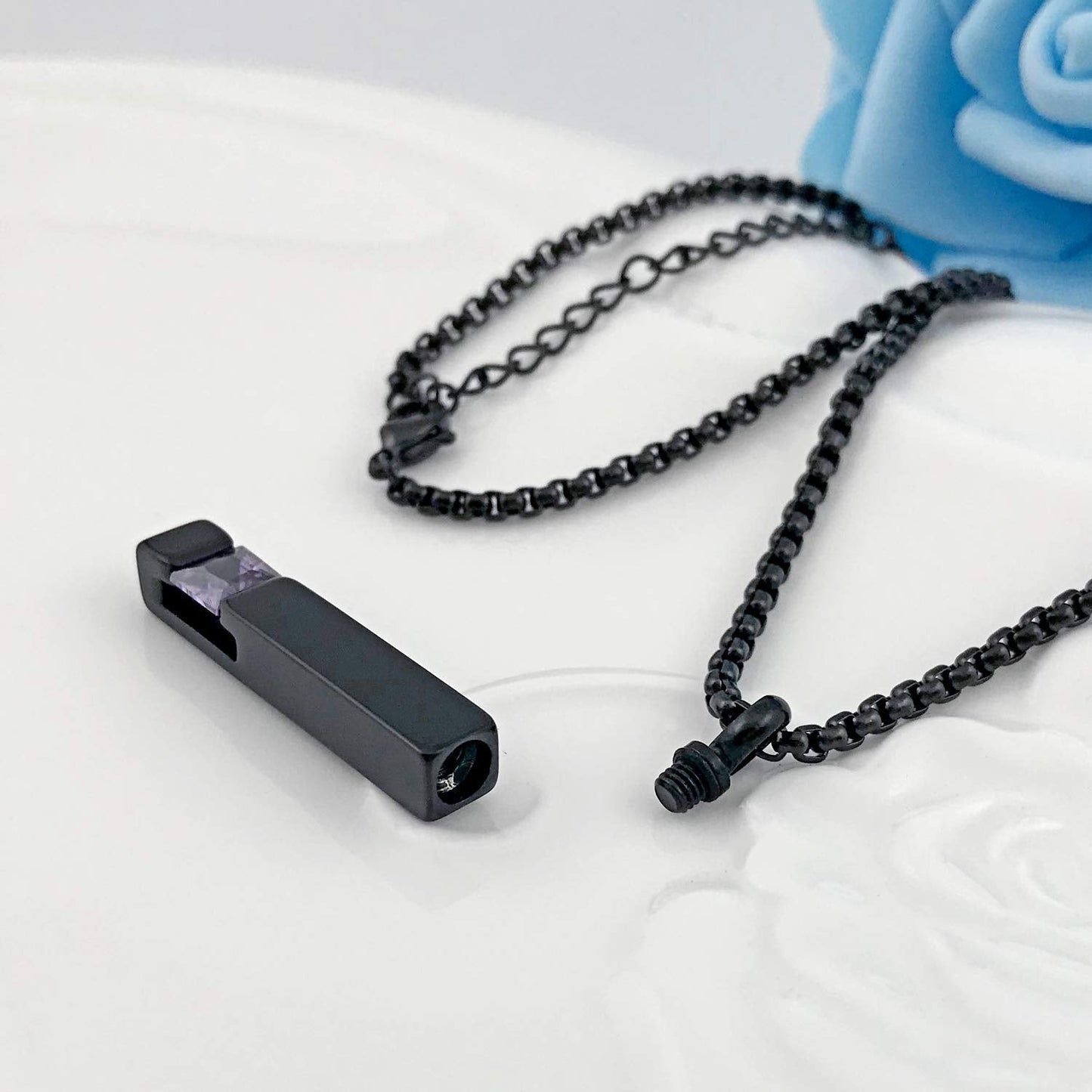YOUFENG Urn Necklaces for Ashes Birthstone Cube Urns for Human Ashes Memorial Cremation Urn Locket Keepsake Ashes Jewelry (Febru