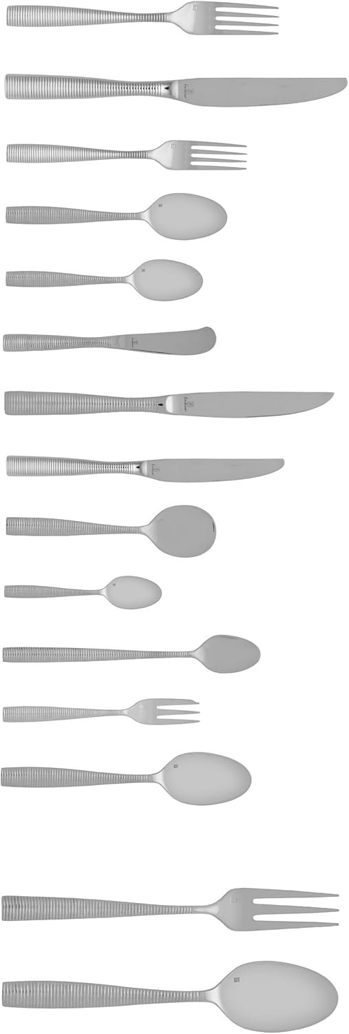 Fortessa Ringo 18/10 Stainless Steel Flatware Serving Spoon, 9.6-Inch,Silver