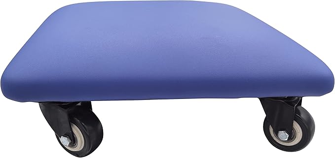 Btibpse Roller Seat 360 Degree Rotating Low Stool with Wheel Chair PU Leather Universal Swivel Wheels Stool for Home Office Fitness and Garage (Square Blue)