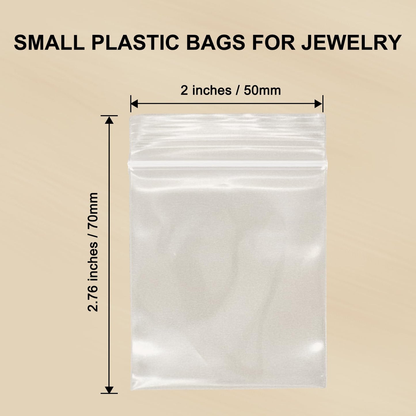 WEGOUP 120 PCS Small Plastic Bags for Jewelry, 2" x 2.76" Resealable Clear Poly Baggies, 2.4 Mil Mini Zip Bags for Small Business, Storage, Gifts, Candy, Screws